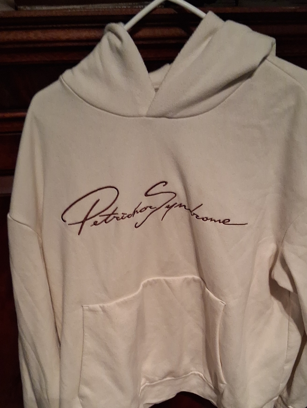 H&M Cream Hooded Sweatshirt with Script Logo